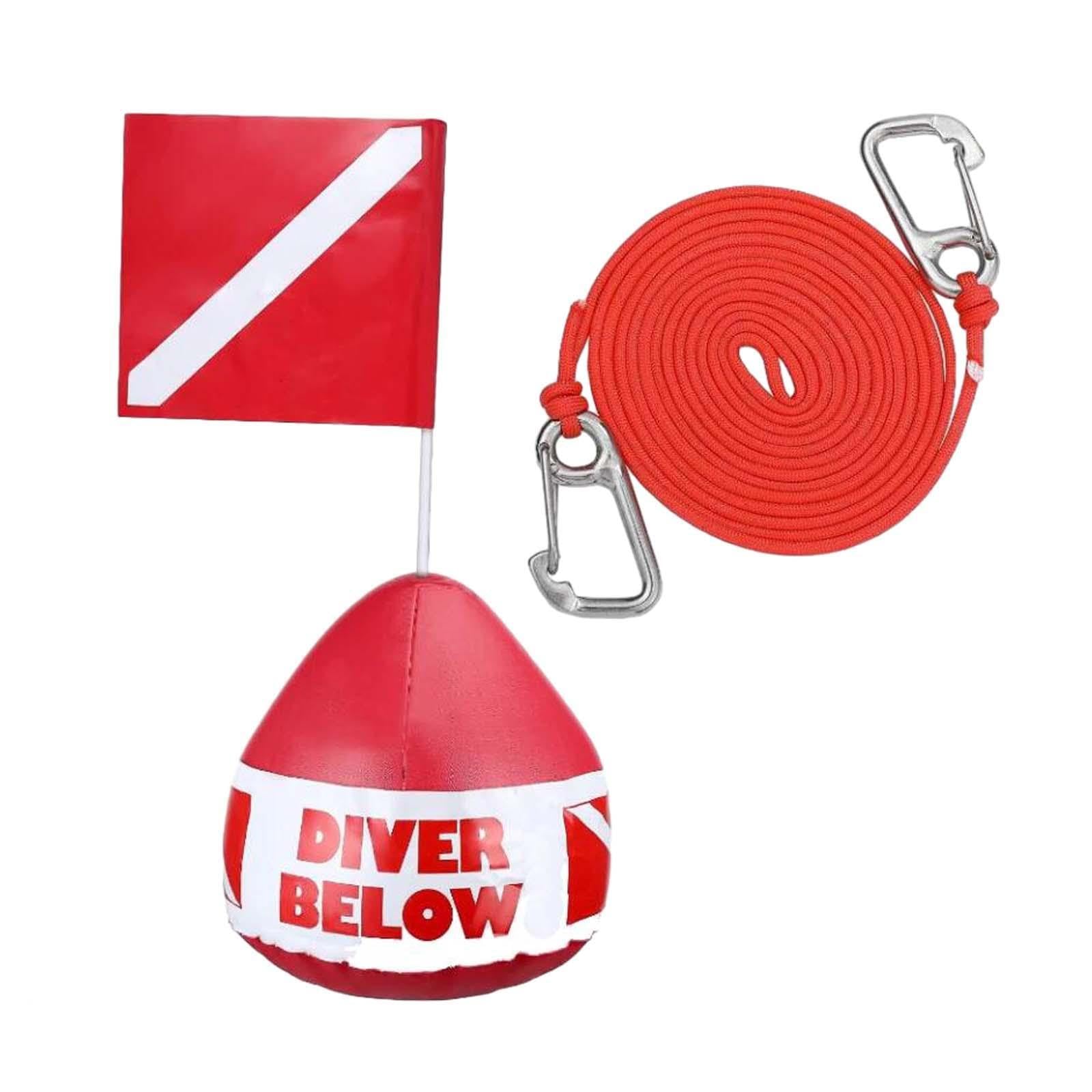 Ensemble de plongée avec Flotteur et Corde pour apnée Comprenant Une bouée, Un Drapeau et Une Corde. Idéal pour la signalisation Lors de la Natation, de la Navigation