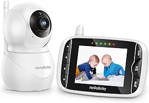 HelloBaby Monitor with Camera and Audio, IPS Screen LCD Display Video Baby Monitor No WiFi Infrared Night Vision, Temprature Screen Lullaby, Two Way Audio and VOX Mode (HB66pro) asin的图片