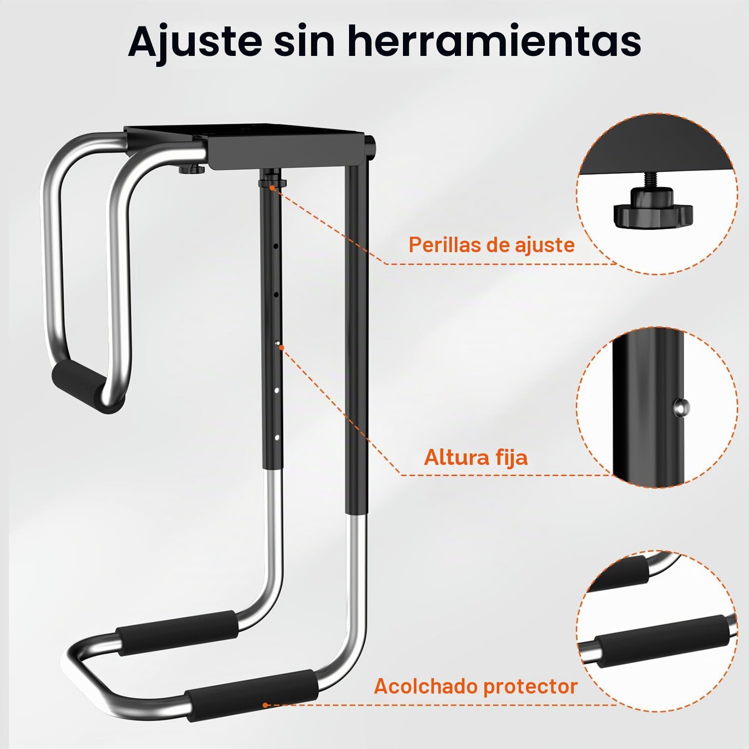 PUTORSEN Soporte pc CPU Bajo Mesa Ajustable Universal, Torre Heavy Duty con Almohadilla Protectora, Excelente Circulación de Aire para Casos de PC hasta 30kg