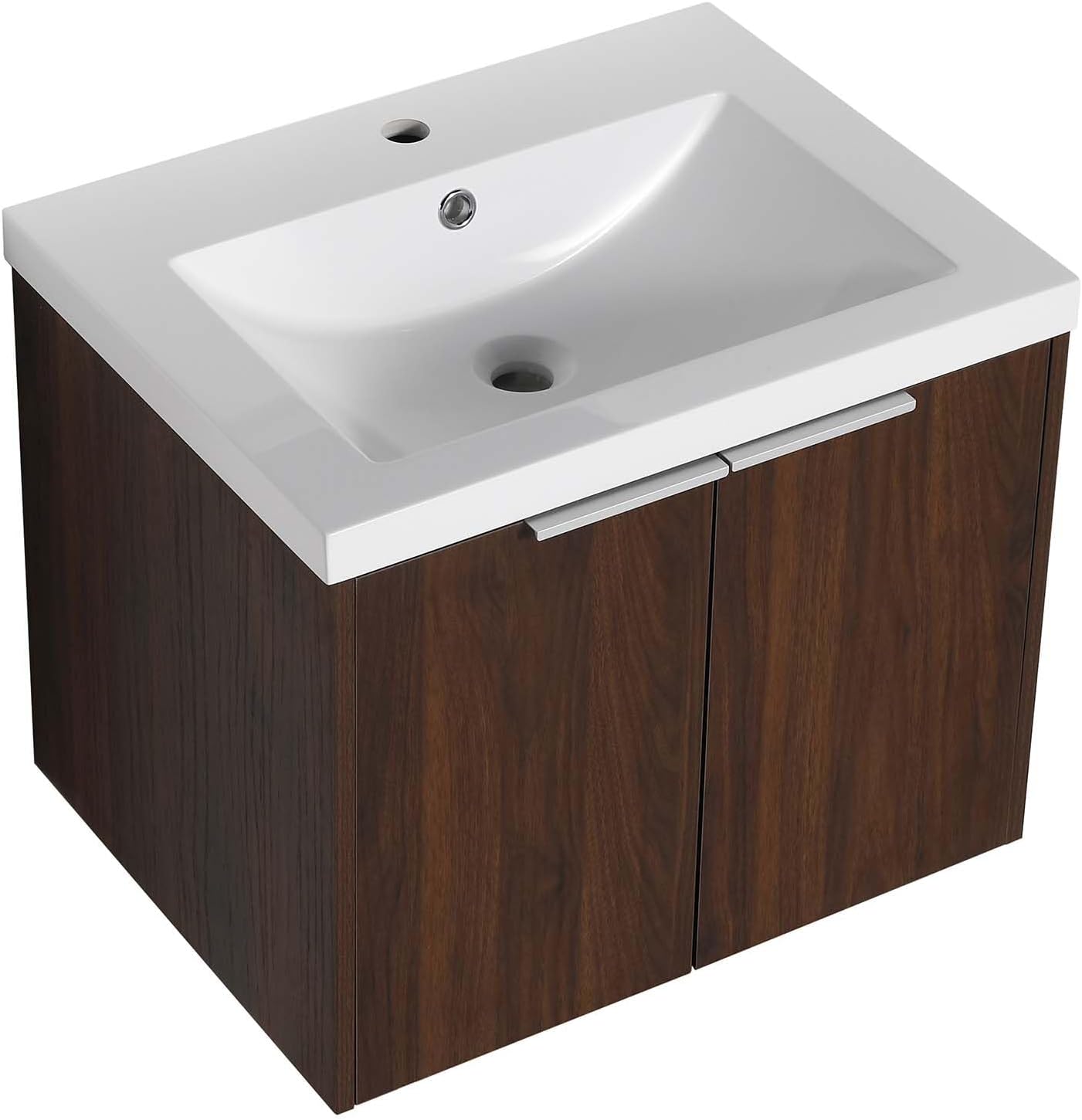 Anwick 30" Bathroom Vanity with Sink Combo, Small Floating Vanity Cabinet with Soft Close Doors and Satorage Cabinet for Small Space,Wall Mounted (Walnut, 30 Inch)