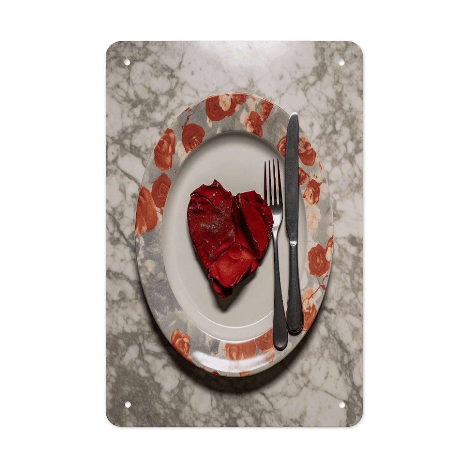 Btcowzrv Style Heart Shape On Plate Metal Tin Sign Wall Decor Hanging Plaque
