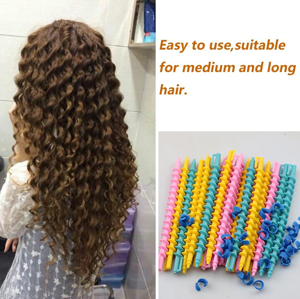18Pcs Hair Curlers Spiral No Heat Hair Curlers Heatless Spiral Hair Perm Rod Hair Curlers Rollers Barber Hairdressing Styling Tools(Color Random) - Image 3