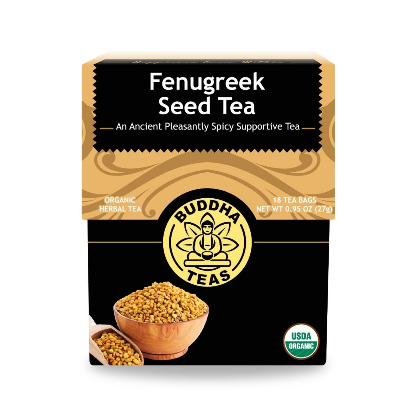 Organic Fenugreek Seed Tea - Kosher, Caffeine Free, GMO-Free - 18 Bleach Free Tea Bags
