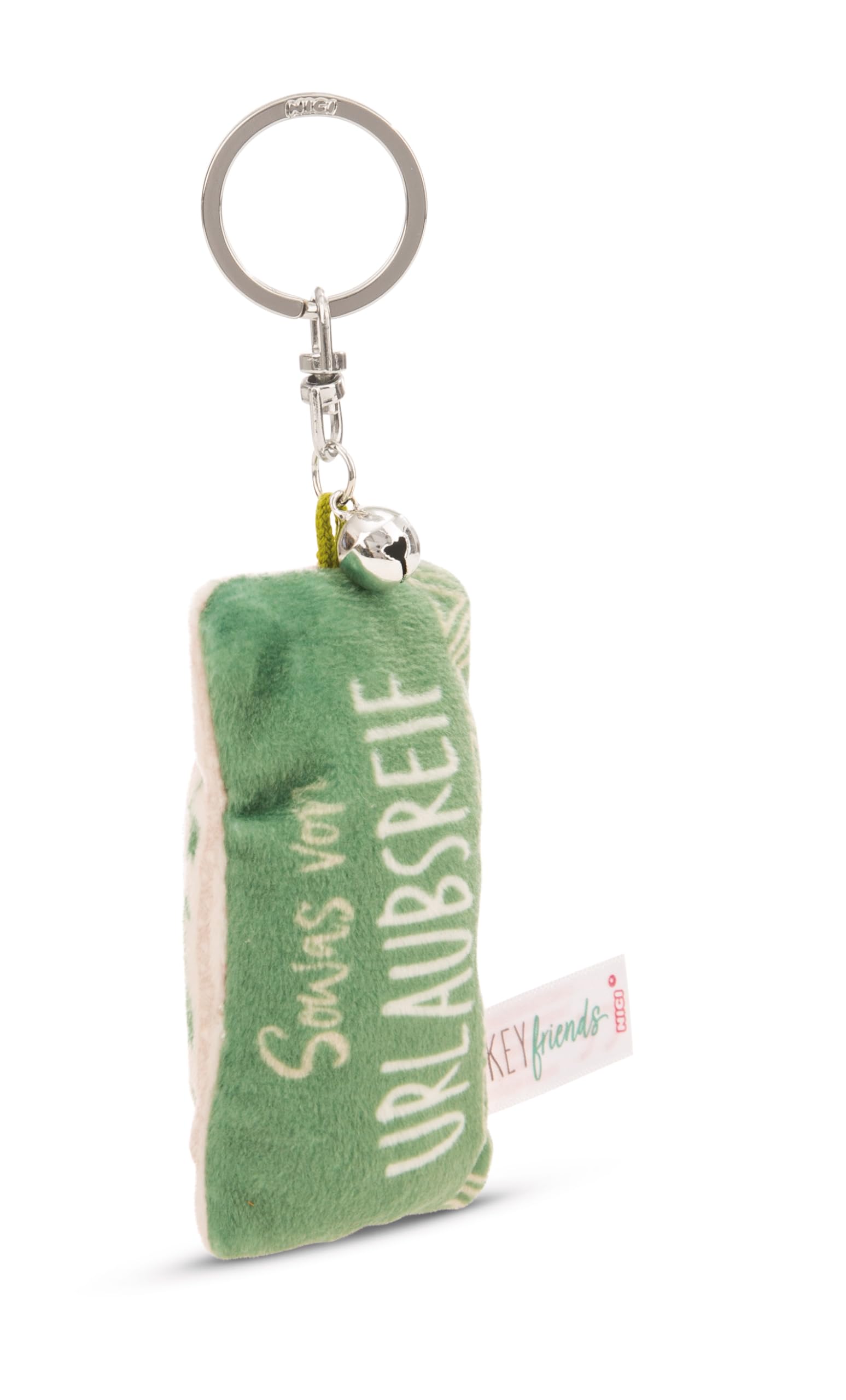 NICI Keyring Mini Plush Cushion Sowas von urlaubsreif 8 cm with Bell
