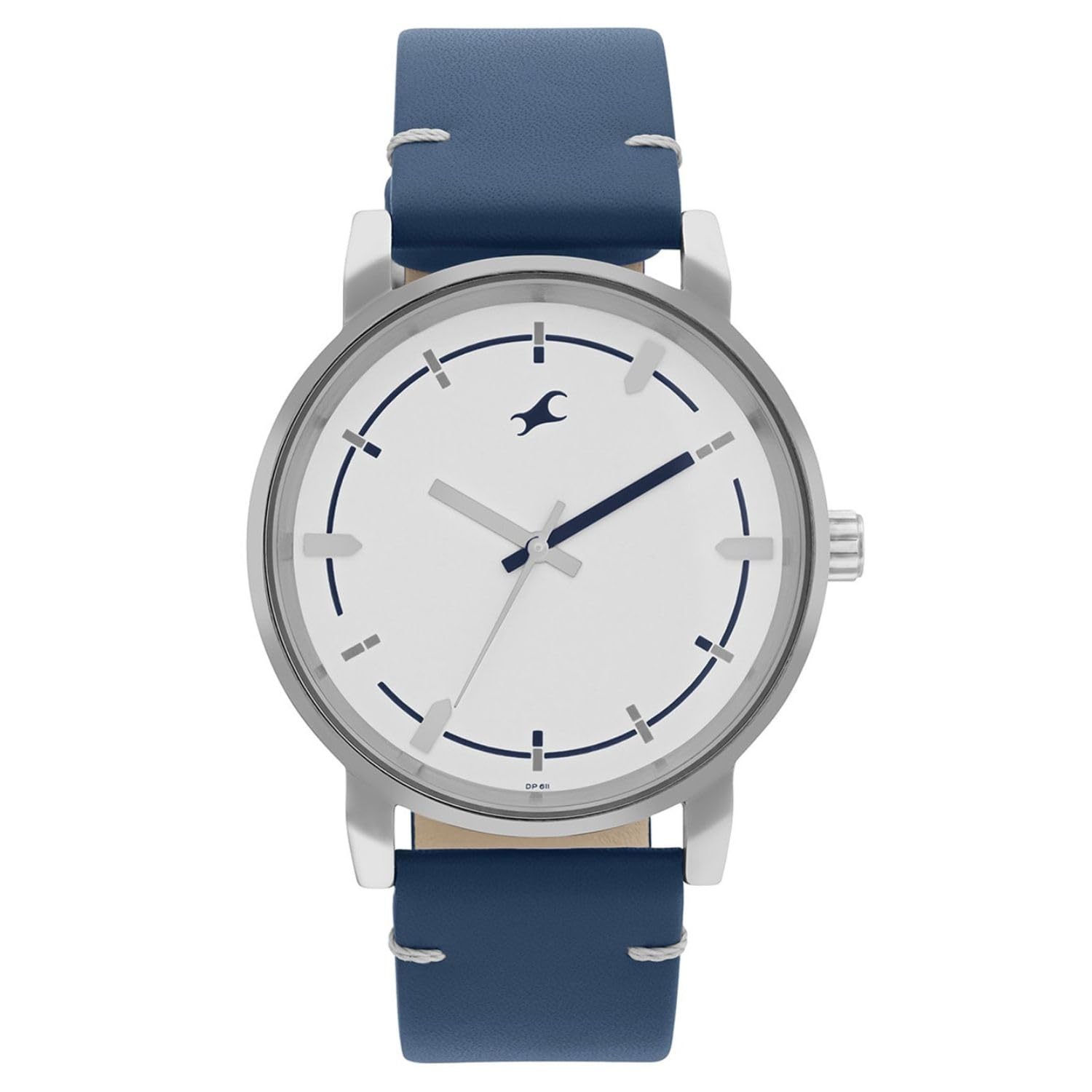 fastrack Plain 3 Hands Silver White Round Dial Dark Blue Colour Leather Strap Mens Watch - NT3278SL05-picture-30