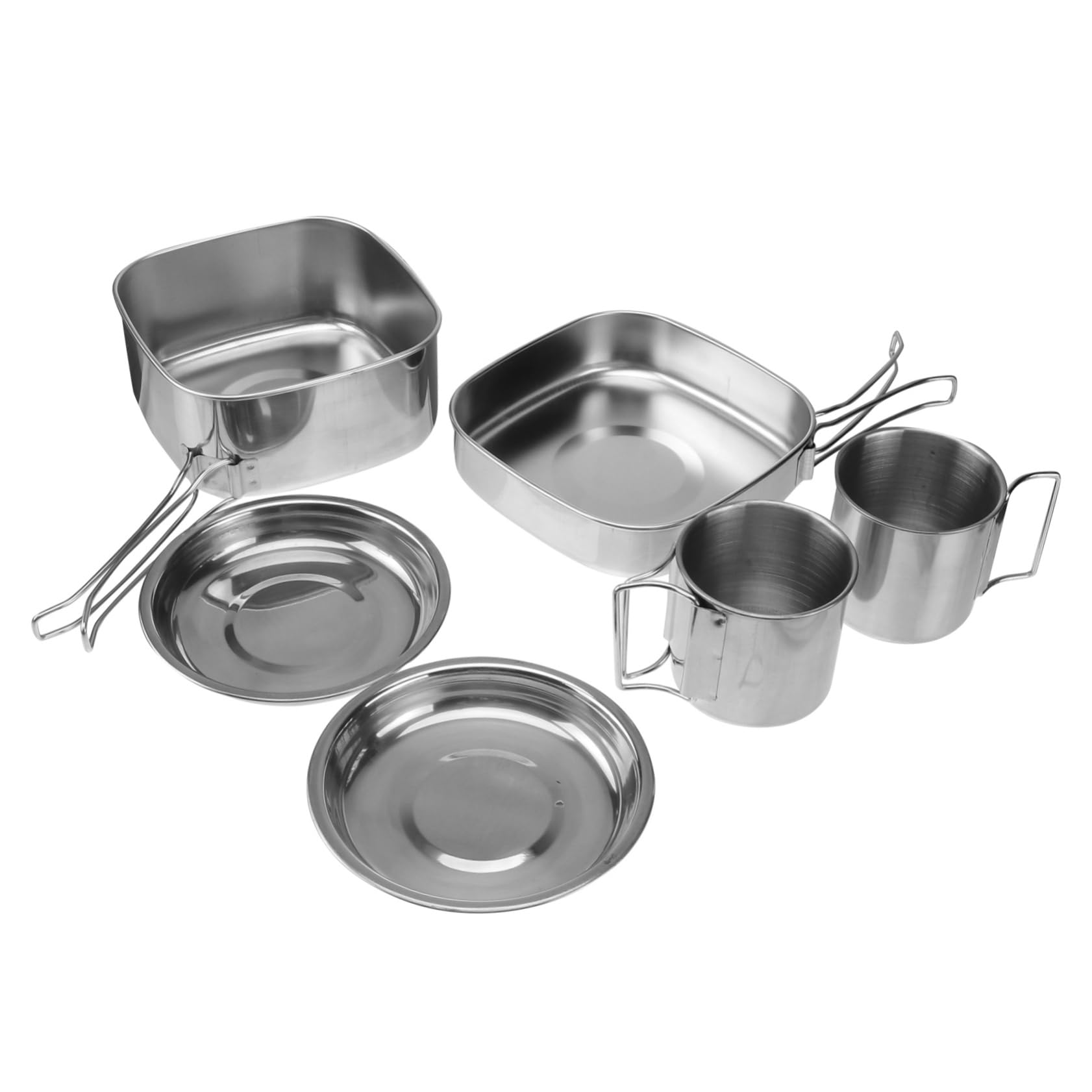 Zerodeko Ensemble de Pique en Acier Inoxydable pour Ustensiles la Cuisine Camping 6 Pièces, Poignée Pliable, Pot et Poêle, Convient à 3-4 Personnes