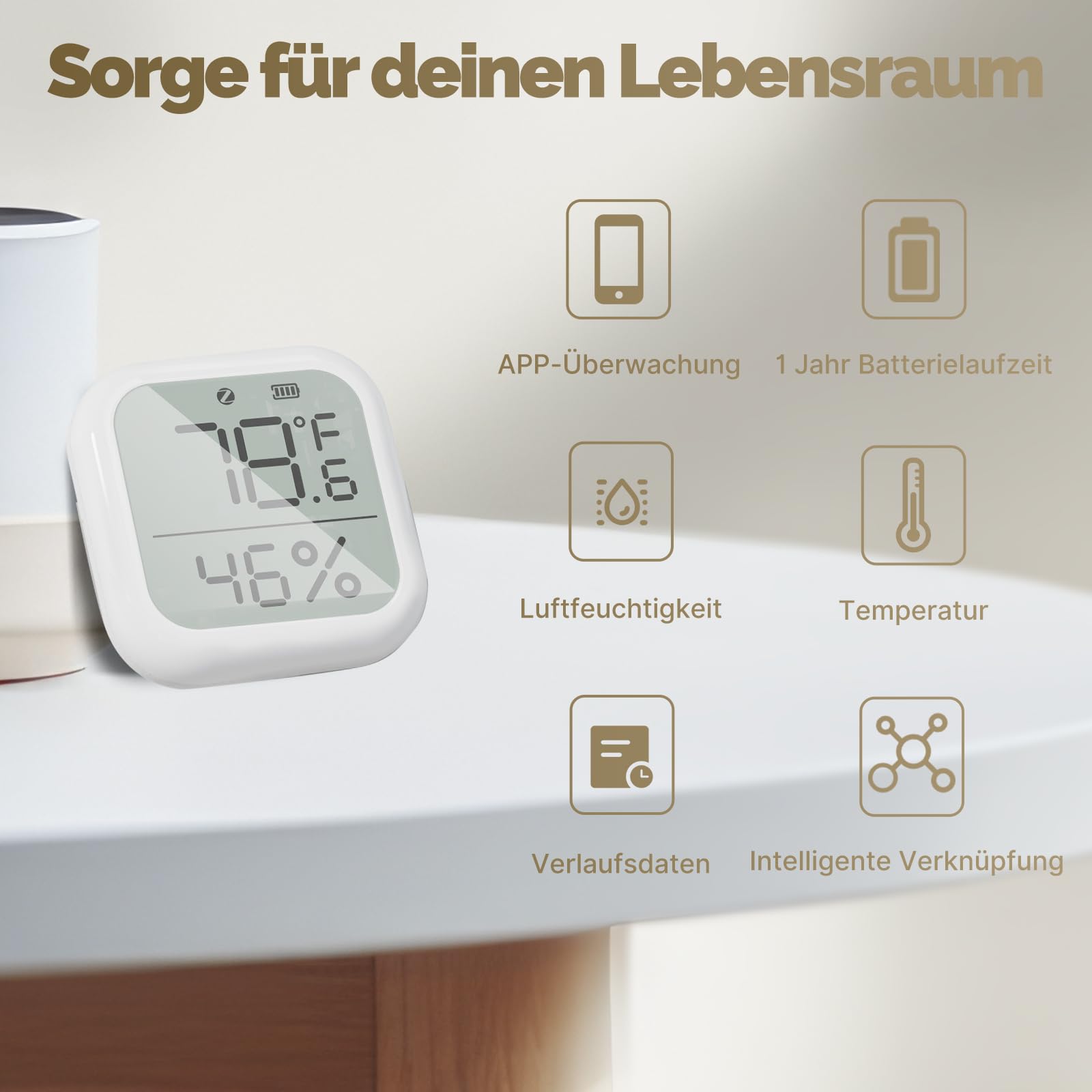 Necessario HUB GATEWAY Termometro Ambiente Interno Digitale Zigbee 3.0 Google Home, Domotica Casa Intelligente, Misuratore Interno Smart Life - Alexa Google Home Assistant, App Tuya o Smart Life