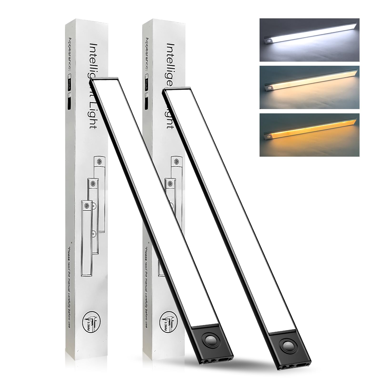 SPOLI Under Cabinet Lighting, Motion Sensor Kitchen Light Indoor, 1800mAh Battery Operated Closet Lights, 65 LED Dimmable Stairs, 2 Pack Magnetic Under Counter Lights for Kitchen - Black 16