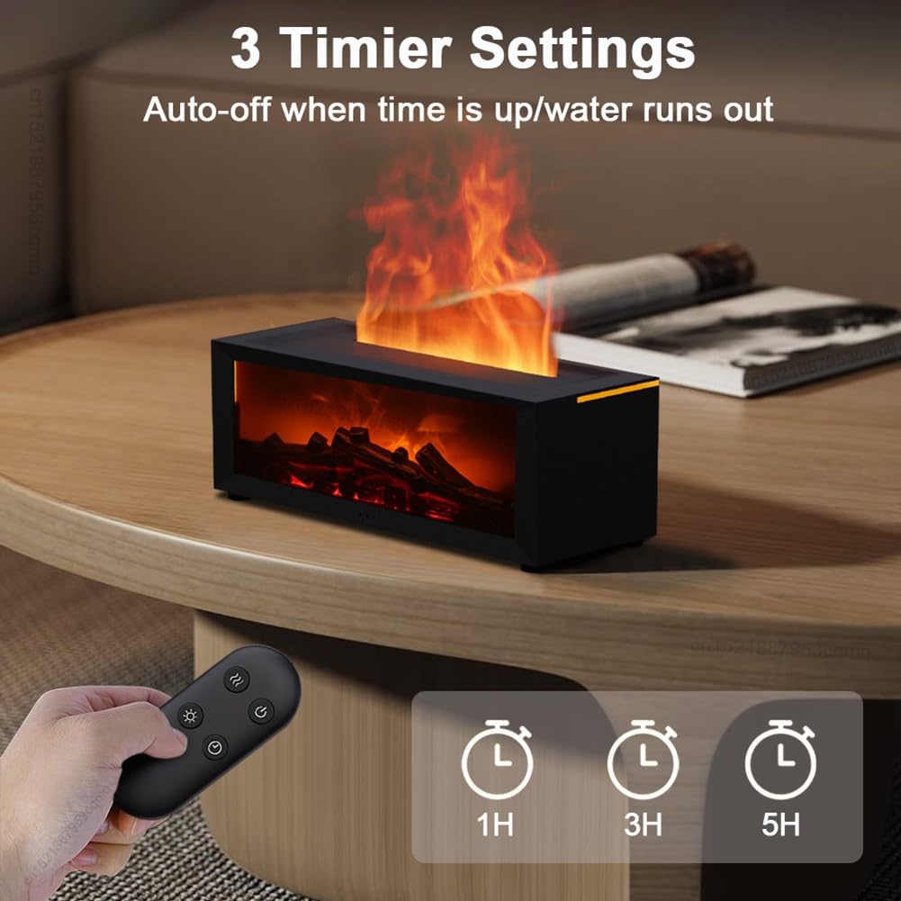 EasyByMall Diffuseur d'huiles essentielles 3D avec télécommande, diffuseur d'aromathérapie pour chambre à coucher, 150 ml, noir, Silencieux, pour Bureau Yoga, Arrêt Automatique sans Eau