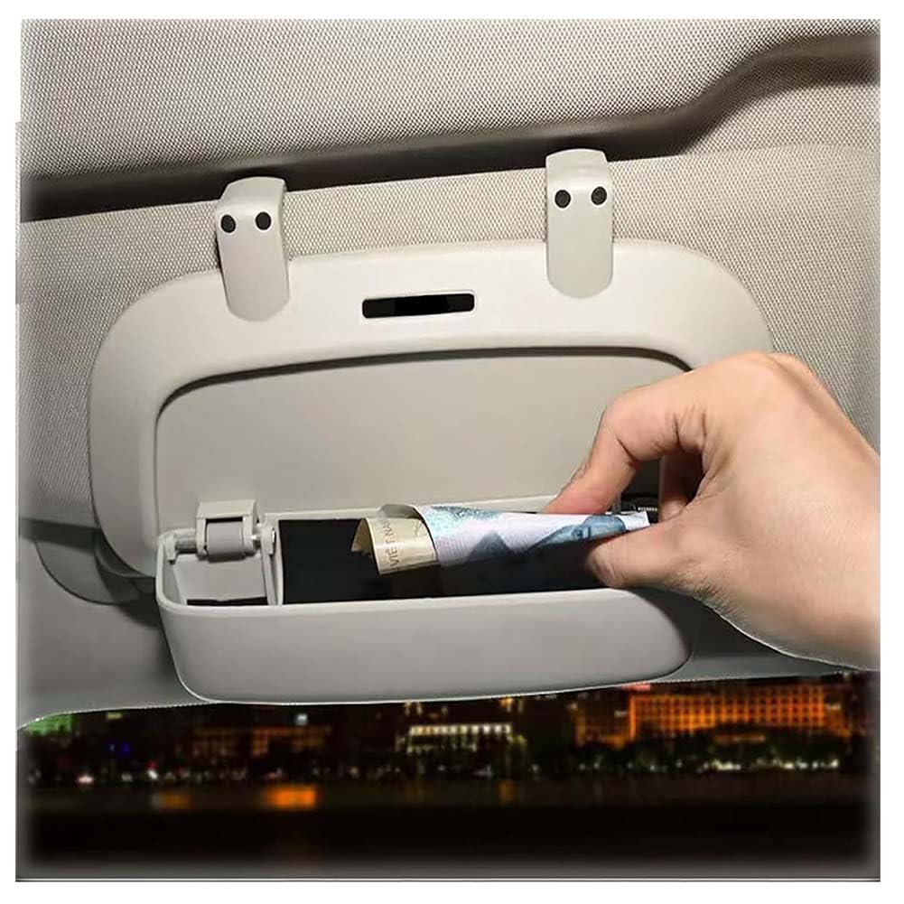 Scatola Portaoggetti Occhiali da Sole Auto per Nissan Micra 2013-2027, Porta Occhiali Parasole Scatola Portaoggetti Organizer Accessorio Interni,C/Grey