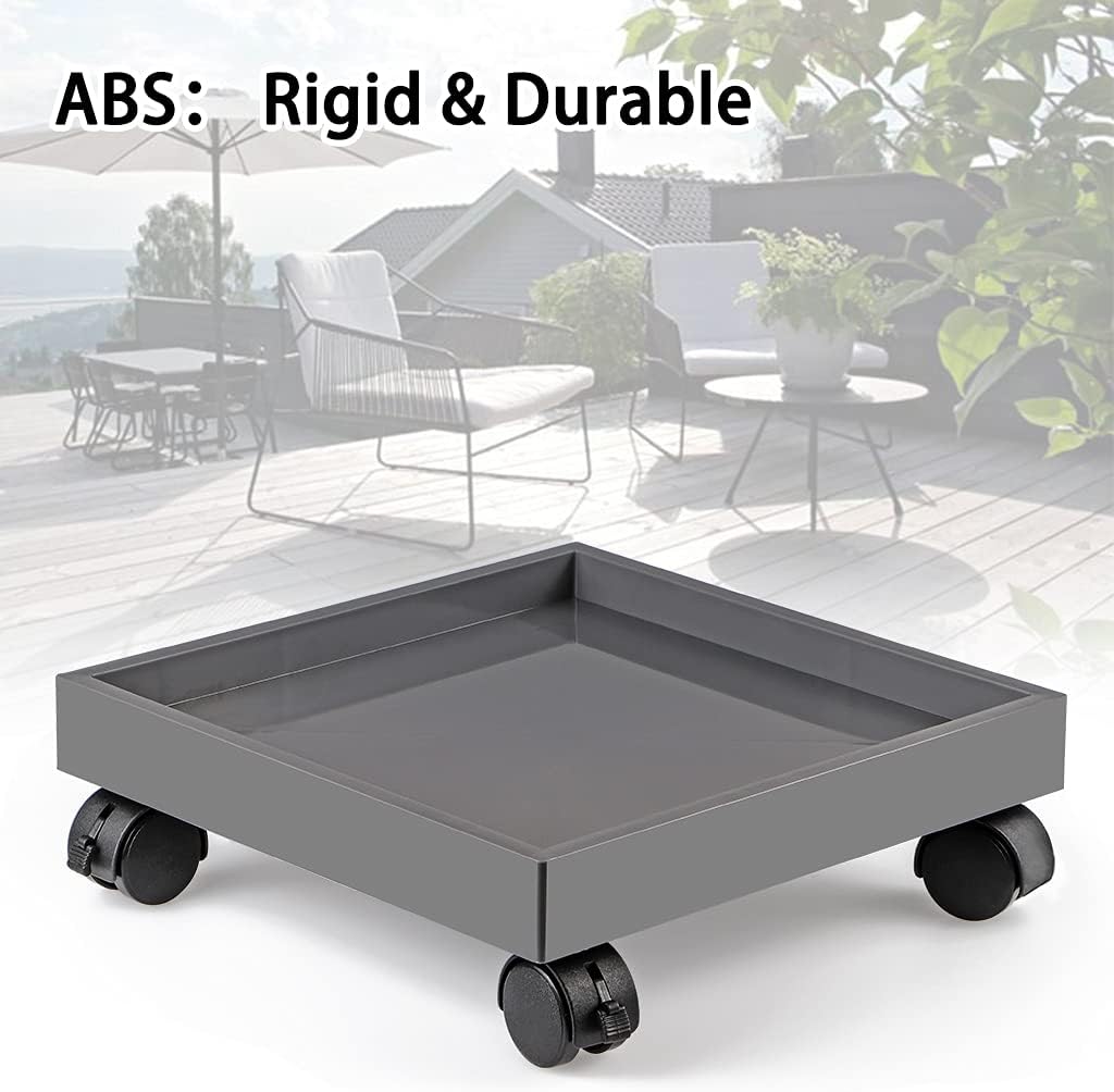 Skelang Square Wheeled Plant Dolly - ABS Planter Trays, Heavy Duty, Load Capacity 110 Lbs (Pack of 2)