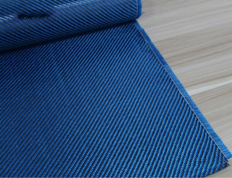 1m Blue Twill Carbon Fiber Hybrid Fabric - 3K Carbon Fiber Cloth, 0.2mm Thick, Lightweight, Durable for Sports Products