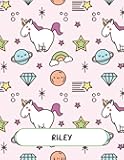 Riley: Unicorn Notebook Personal Name Wide Lined Rule Paper | Notebook Pink & Gold Stars Confetti Glitter for Writing Journal or Diary Women & girls ... Day 160 Pages Size 8.5x11inch | Matte Finish