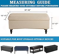 Vista 3 de ANWUCHEN Funda rectangular para otomana, funda elástica con almacenamiento, cintas elásticas, color beige, talla M