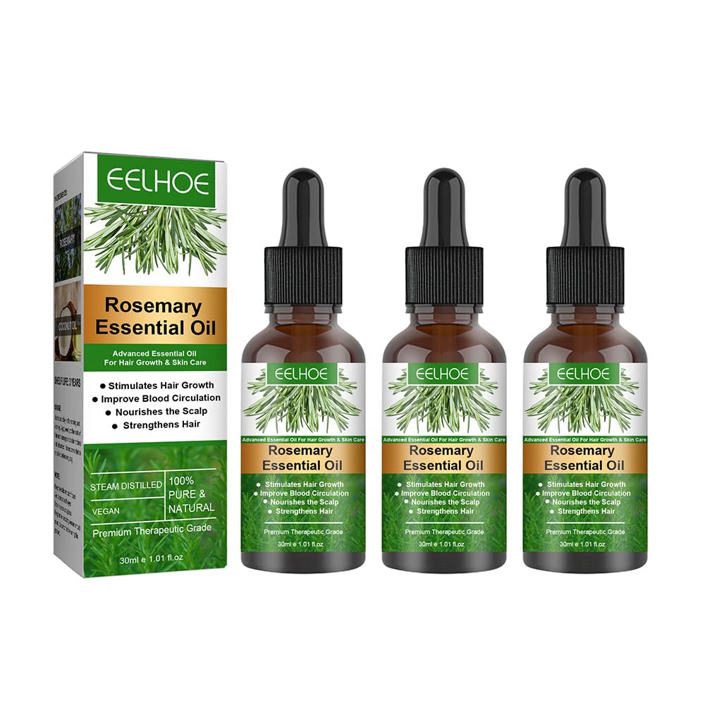 Rosemary Hair Growth Essential Oil,30ml Hair Loss Care Nourishes Scalp Strengthens Hair Regrowth Serum Oil for Men Women Dry Damaged Hair (6Pcs)