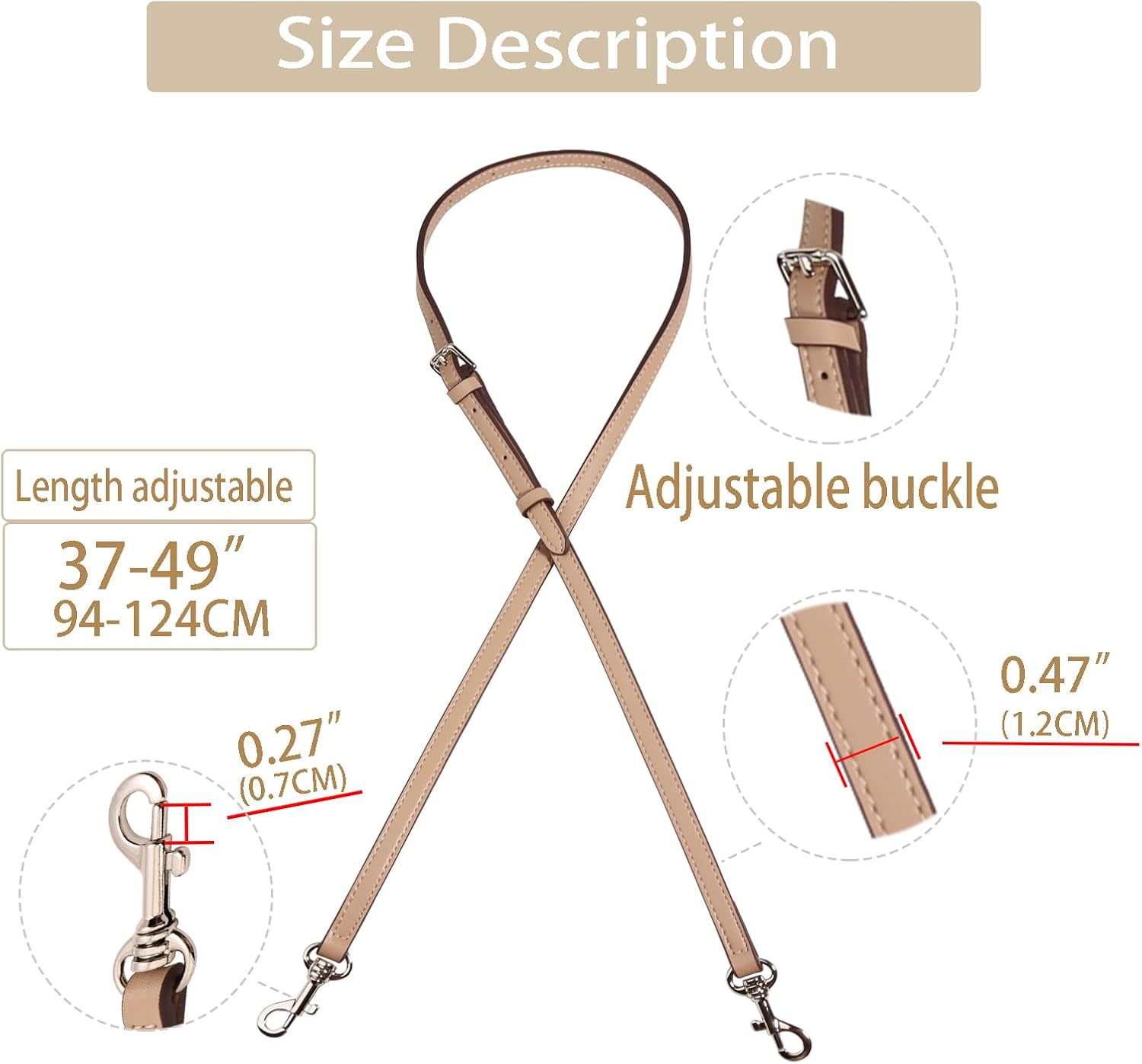 Leather Purse Strap Replacement Crossbody Adjustable ,Thin Shoulder Straps for City 15 Bag Handbag - Image 2
