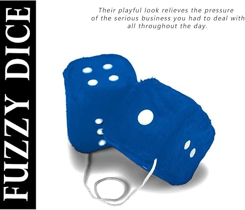 Miniatura 6 de Zone Tech Dados Colgantes Cuadrados de 3 Pulgadas Azules - Dados Colgantes Decorativos Suaves y Mullidos para Espejo de Vehículo con Puntos Blancos