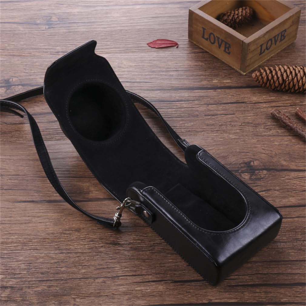 Camera Case Small for Leica D-LUX Typ109/D-LUX7/D-LUX6/D5/D4/D3, Retro Style Camera Half Leather Case, Camera Case with Shoulder Strap,Black,D LUX7