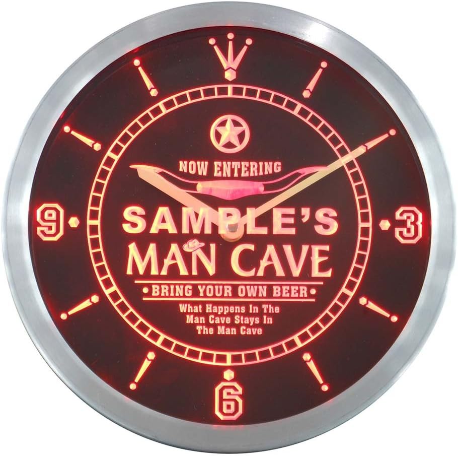 AdvPro ncpb-tm Man Cave Cowboys Personalized Your Name Bar Pub Sign Neon LED Wall Clock