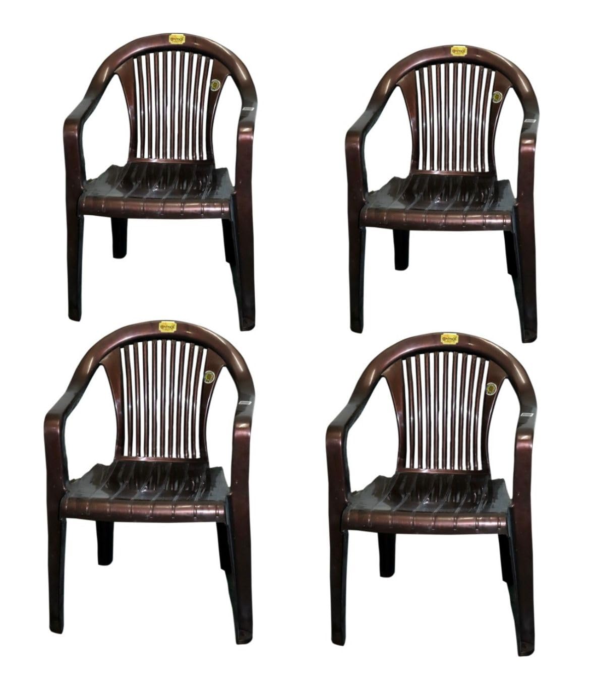 ANMOL Dandi 9021 Luxury Plastic Arm Chair for Home, Office, Living Room/Matte Finish Plastic Outdoor Chair/Patio Chairs for Balcony | Suitable for Indoor & Outdoor (Brown, Set of 4 Chair)-image-29