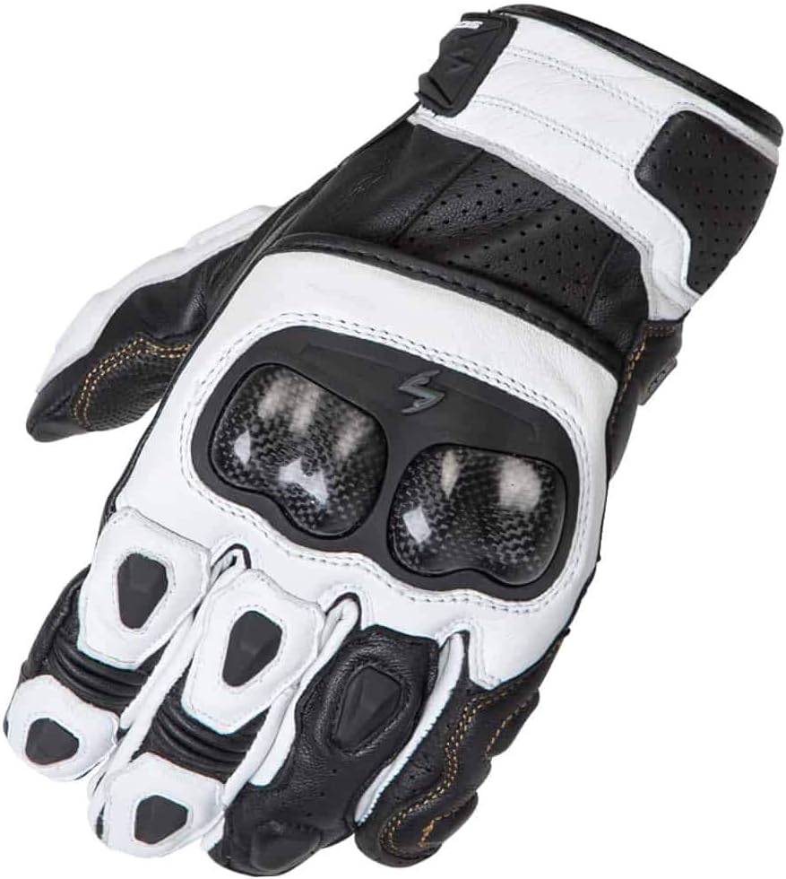 ScorpionEXO SGS MK II Men's Short Cuff Hook and Loop Motorcycle Riding Gloves Carbon Fiber Knuckle Touchscreen Compatible Hook and Loop