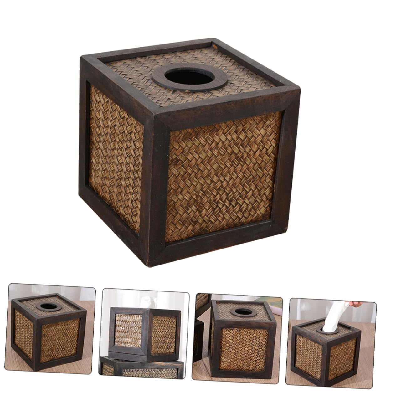Kreativer Taschentuchspender Handgewebte Tissue Box für Rustikale Wohnkultur Dekorativer Halter für Schlafzimmer Badezimmer und Büro Stabile Aufbewahrungslösung für Servietten und