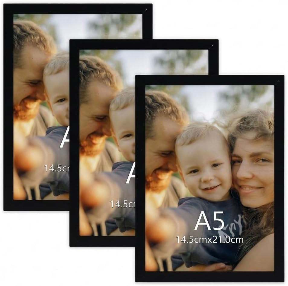 3 Ramy do Zdjęć A5 do Zdjęć, Dyplomów, Obrazów, Czarna Rama 15x21