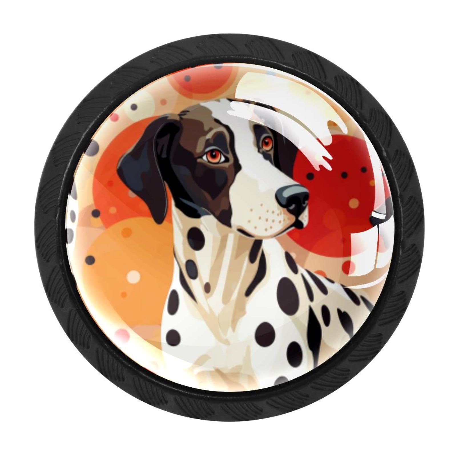 Chenzzzz Multicolored 09 4 Pieces Spotted Dog Kitchen Cabinet Knobs Drawer Knobs Dresser Knobs Black Knobs Drawer Pulls Dresser Drawer Handles Knobs For Dresser Drawers