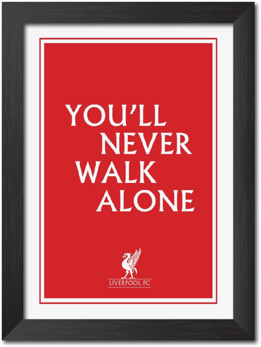 TenorArts Liverpool FC Football Club You'll Never Walk Alone Laminated Poster Framed Paintings with Matt Finish Black Frame (9 inches x 12inches) [Redesigned with Thick Textured Frames]