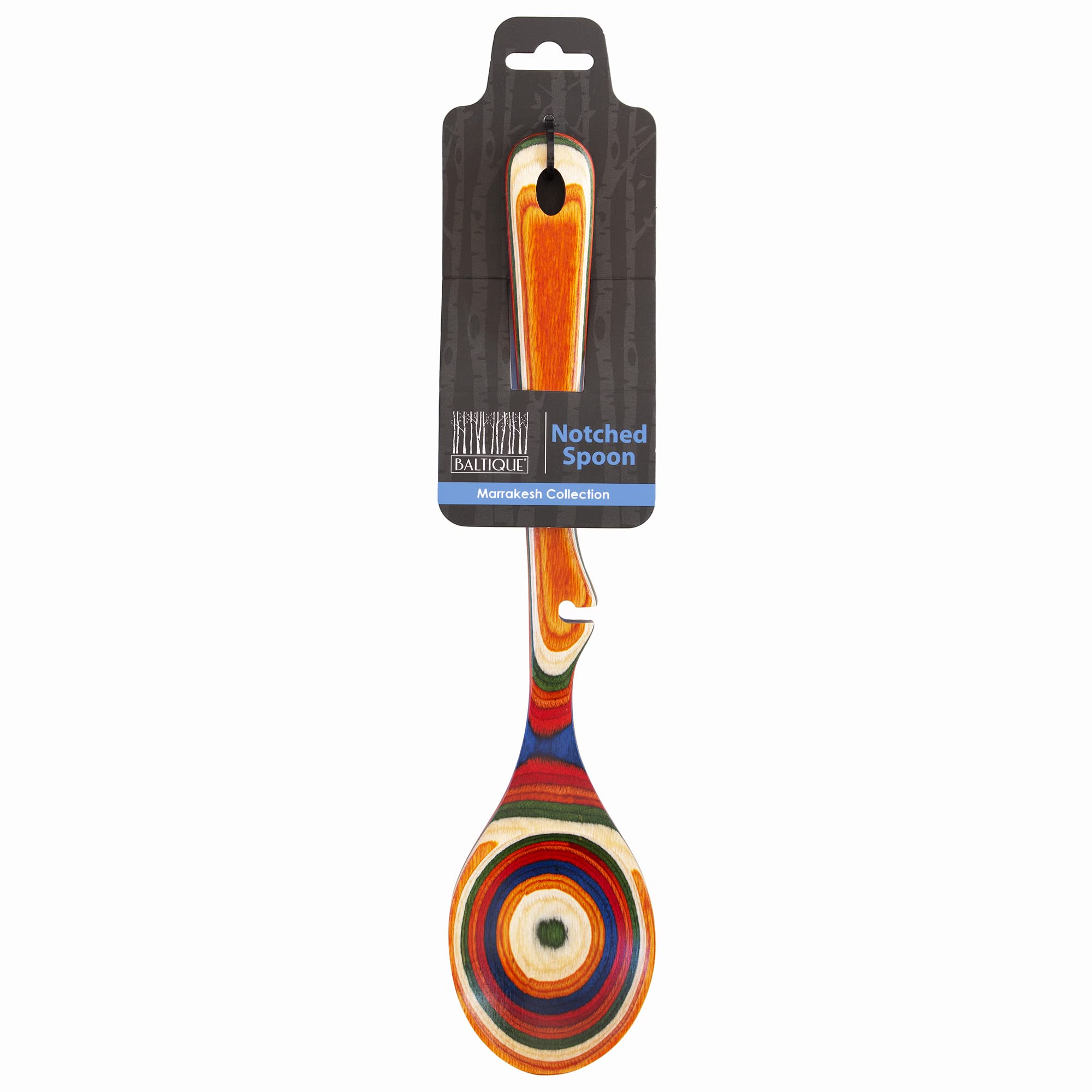 Baltique Marrakesh Collection - Cuchara de cocina de madera de 12-1/2 pulgadas con muesca para descanso, segura para usar en antiadherente