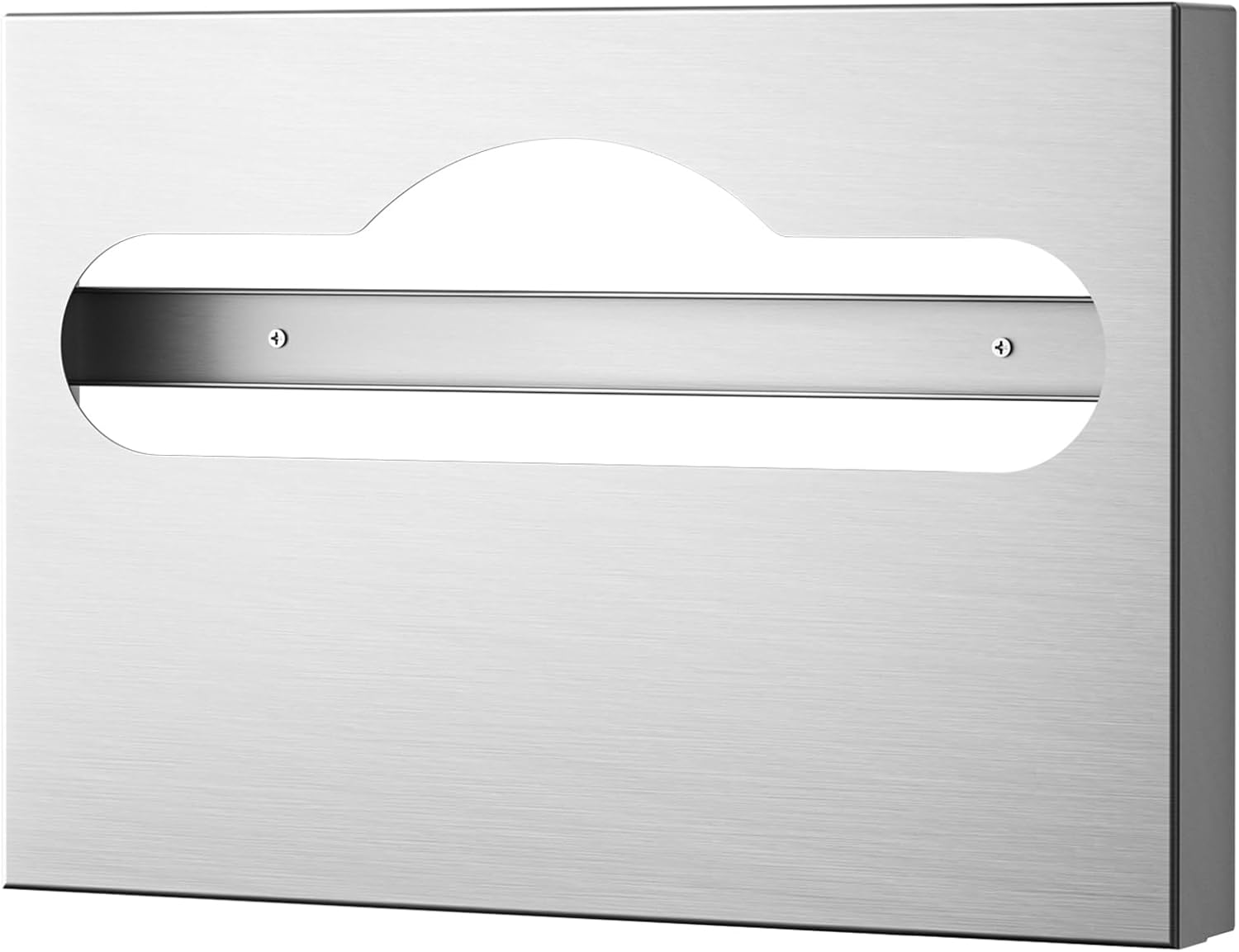 304 Stainless Steel Toilet Seat Cover Dispenser, Wall Mounted Single or 1/2 Fold Toilet Seat Covers Holder for Commercial & Home Office(Matte Black)