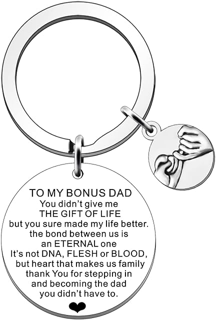 JETTOP Step Dad Gifts Keyring-Best Bonus Dad from Stepdaughter Stepson Fathers Day Gift for Dad in Law Birthday Christmas Presents