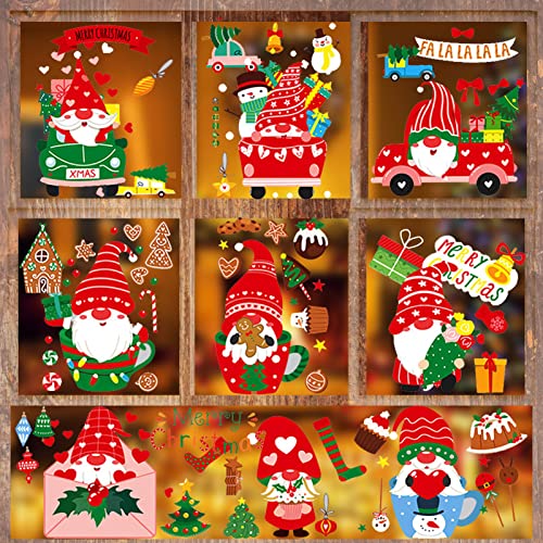 268 Stück Weihnachten Fenstersticker, Weihnachtsdeko Fenster, Fensterbilder Weihnachten Selbstklebend Deko, PVC Aufklebe Fensterdeko für Türen Schaufenster Glasfronten(9 Blatt) Cover