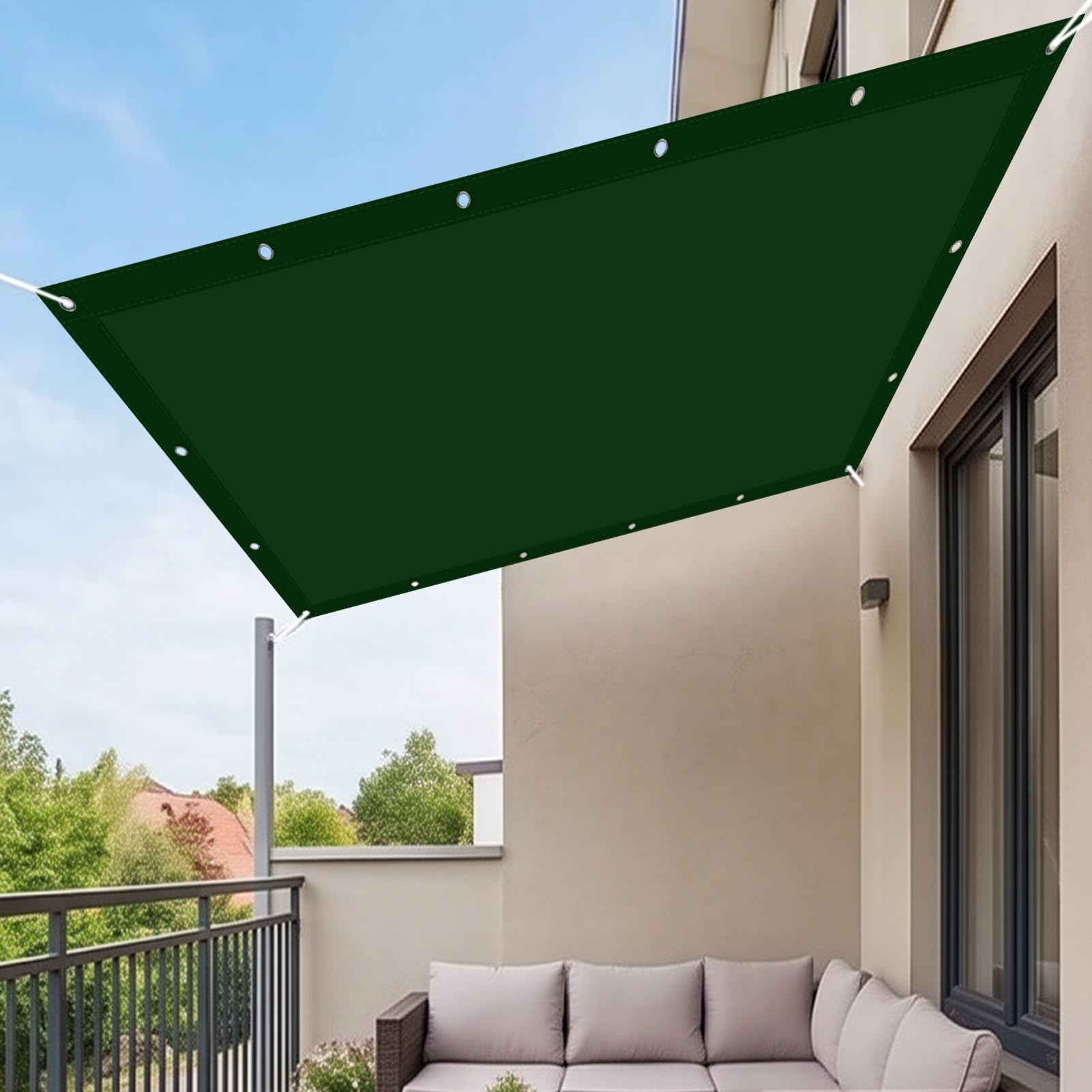 Voile d'ombrage rectangulaire 120x270 cm vert foncé imperméable