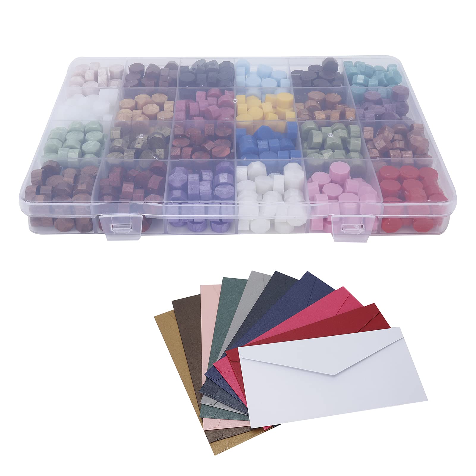 Kit de Perles de Cire à Cacheter 24 Couleurs avec Cuillère