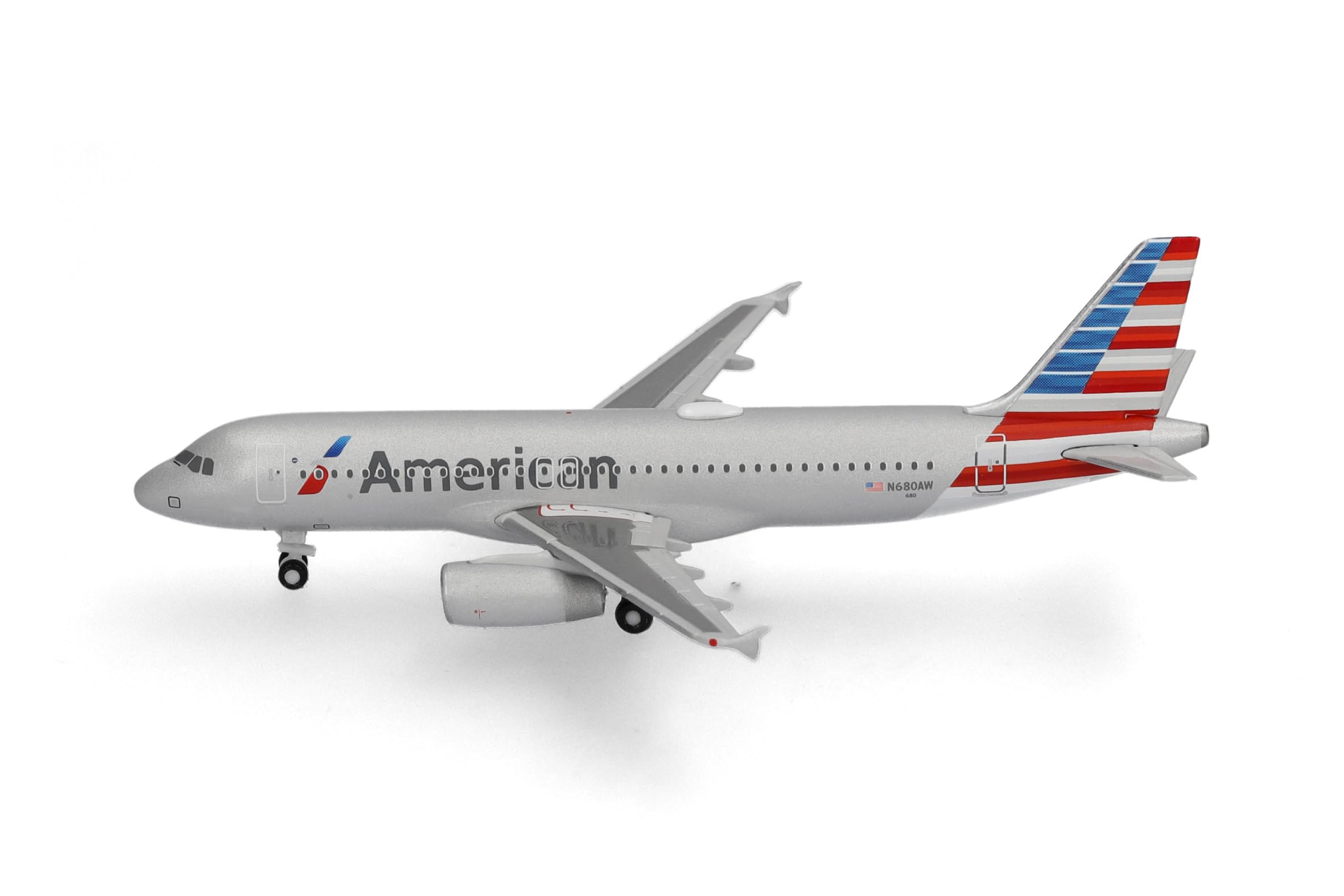 Herpa model samolotu American Airlines Airbus A320, miniatura w skali 1:500, model kolekcjonerski, model samolotu bez podstawki, metal
