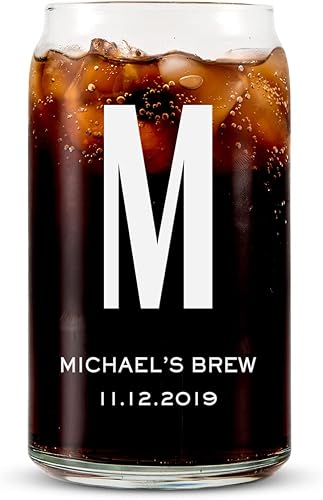 Miniatura 2 de WEDDINGSTAR Vaso de cerveza personalizado en forma de lata de 16 oz - Impresión de monograma