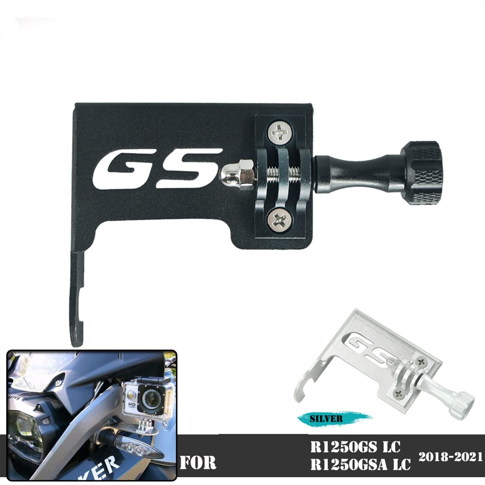 YUEHISY Soporte para Cámara de Motocicleta, Soporte Delantero Izquierdo Go Pro para R1200GS LC ADV, Aluminio Endurecido a Prueba de Vibraciones con Tornillo Hexagonal Antirrobo, de ángulo Ajustable