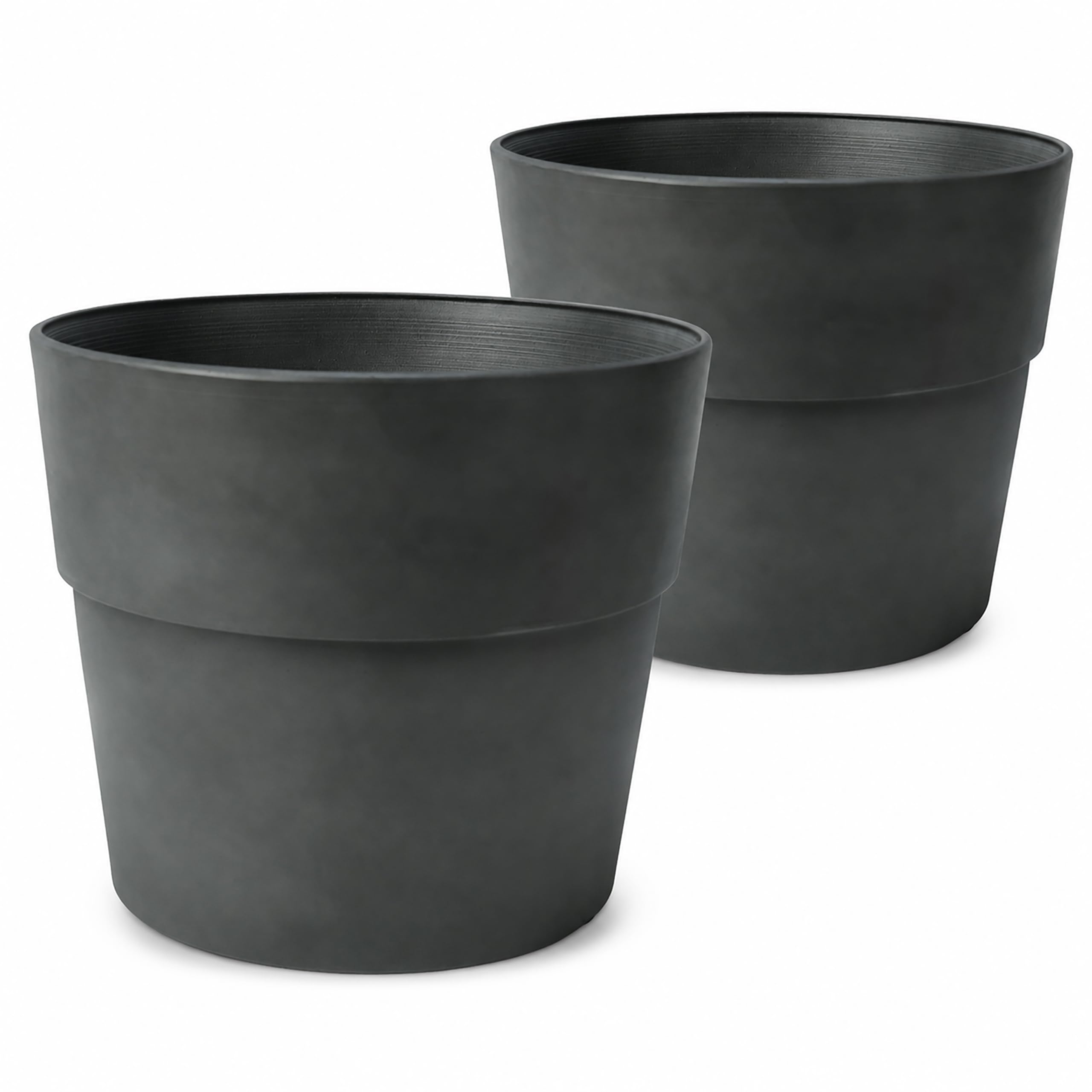 Zedelmaier 2er-Set Blumentöpfe Outdoor, wetterfest, 34,5 cm, Steingrau | Dickwandige Übertöpfe, stabil & standfest, matte Betonoptik, Blumentopf außen für Balkon, Terrasse, Garten & Hauseingang