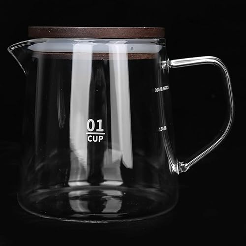Miniatura 9 de Jarra pequeña de vidrio, servidor de café de vidrio de 16.9 onzas para cafetera de goteo, vertido manual sobre jarra, tetera más empinada con tapa,