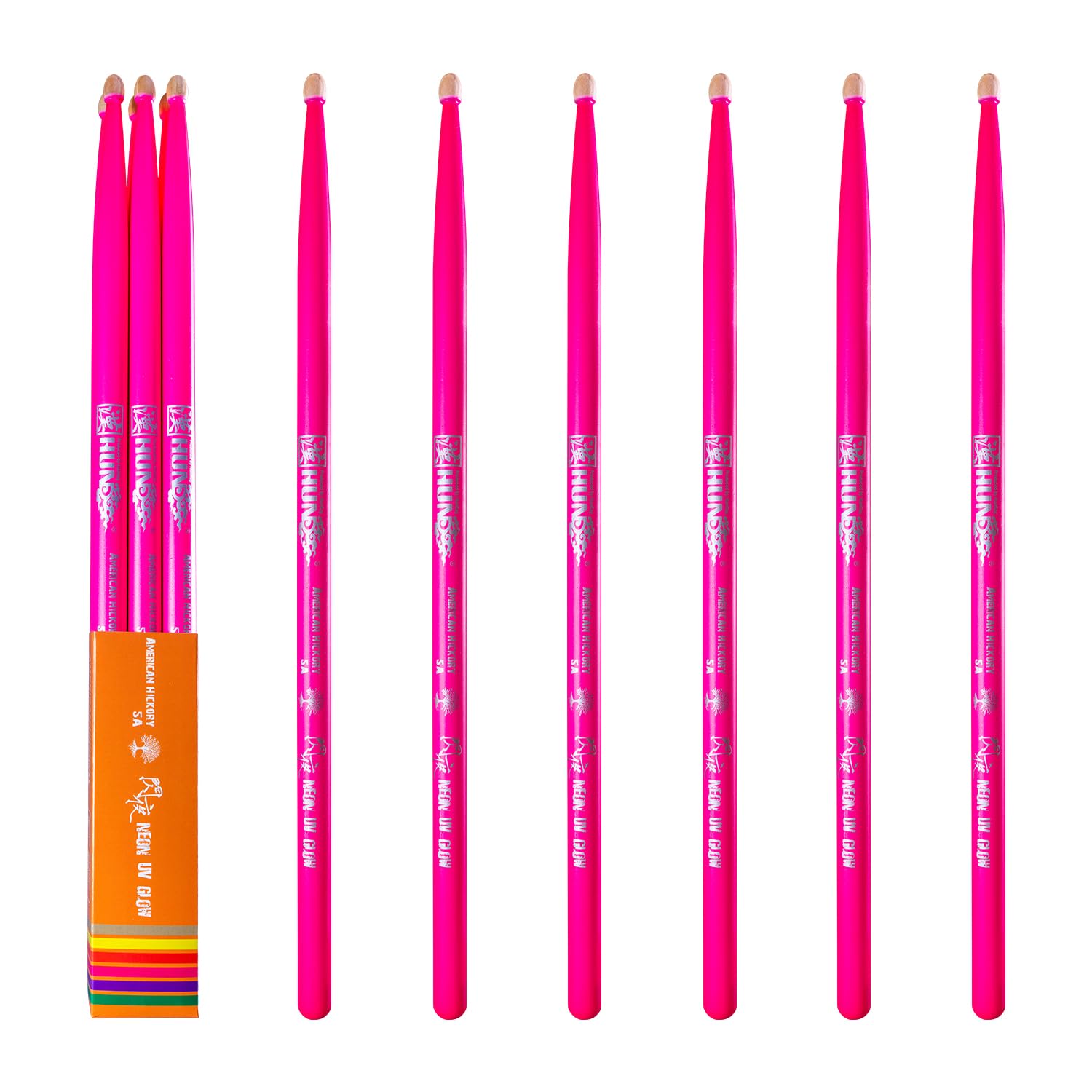 6 sticks, Classic 5A Drum Sticks,Hickory Drum Stick, 5A Drum Stick, for Acoustic or Electronic Drum,weight and pitch matched. Light Purple color.