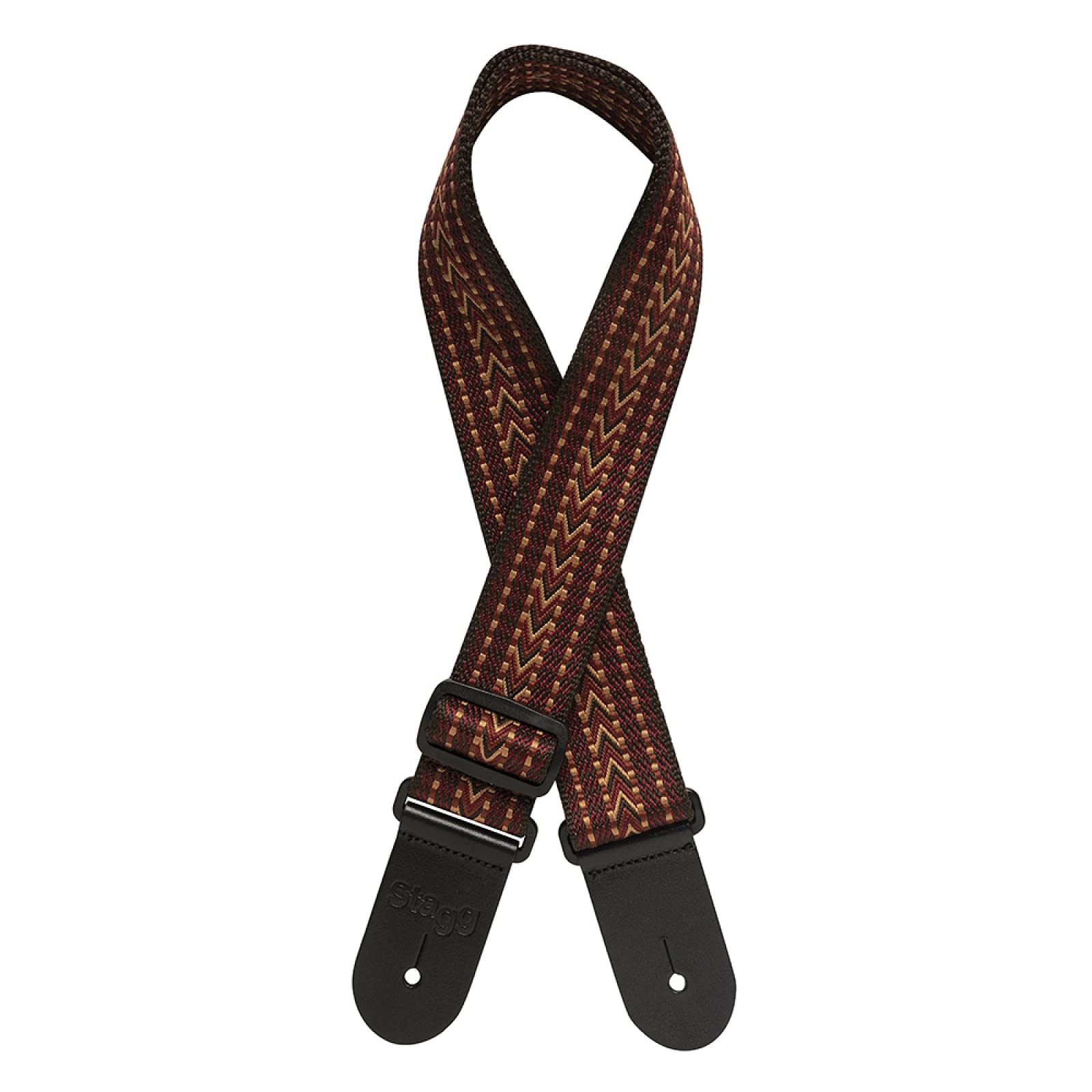 Stagg Unisex Red Woven Cotton Guitar Strap With Rafter Pattern M
