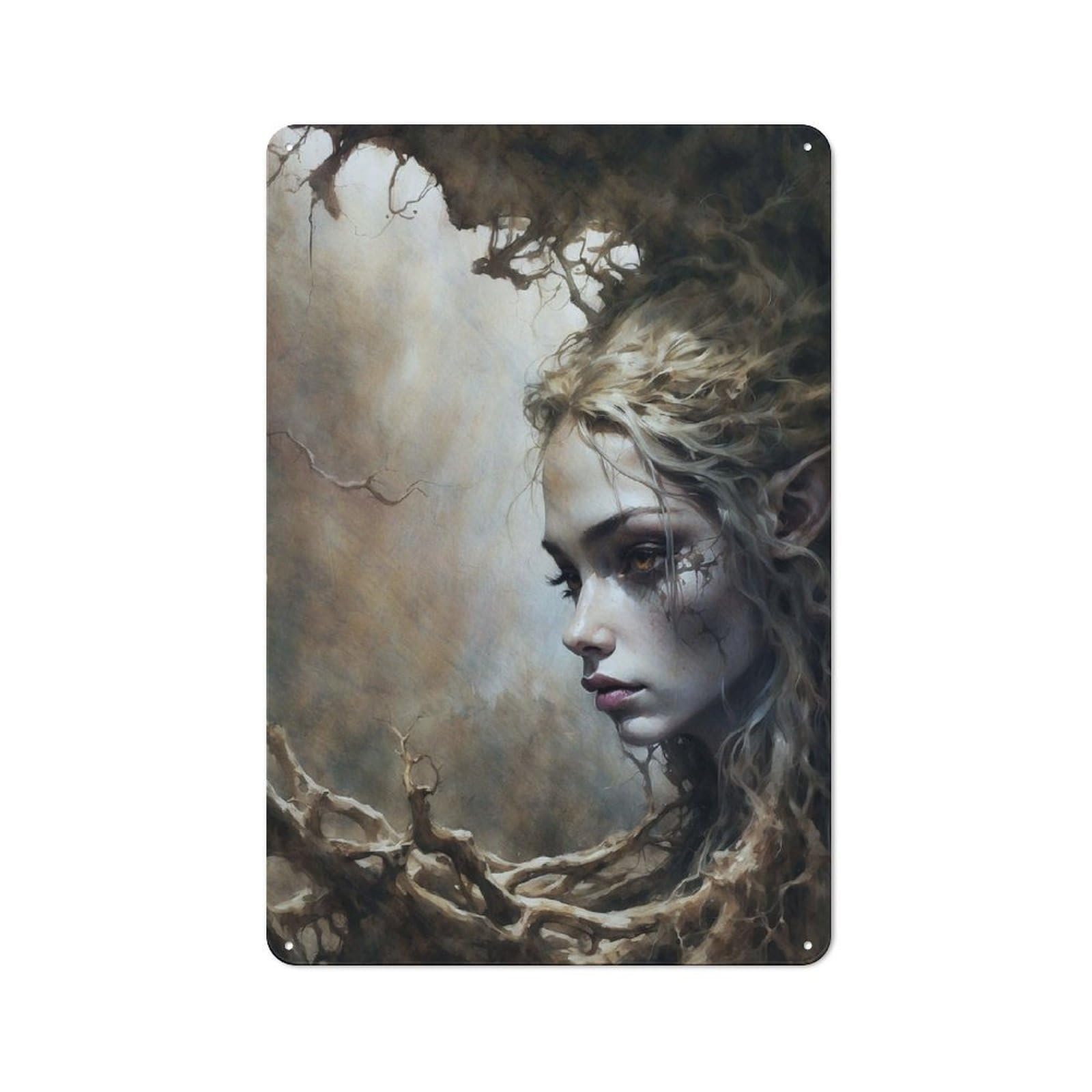 Junmoney The Ashen Nymph Metal Plaque 30X20cm With For Hallway Wall, Rustic Decor, For Garage, Workshop And Man Cave Decoration