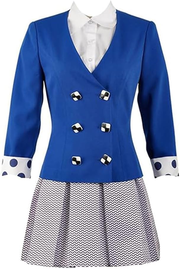 Yejue Women Cosplay Costume School Uniform Dress Classic Blue Blazer Skirt Set Halloween Party Outfit