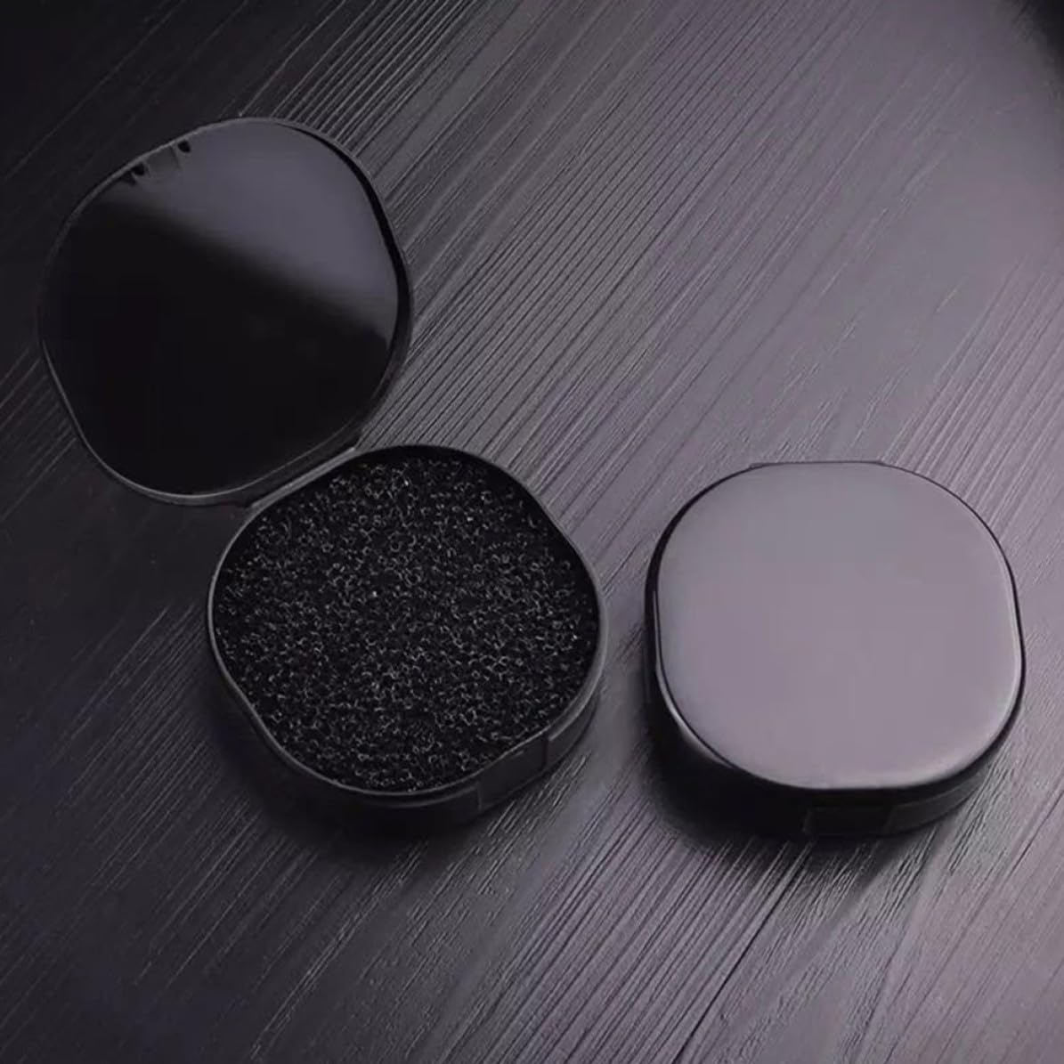 4pcs Portable Makeup Brush Cleaning Box for Home Use, round Black image 5
