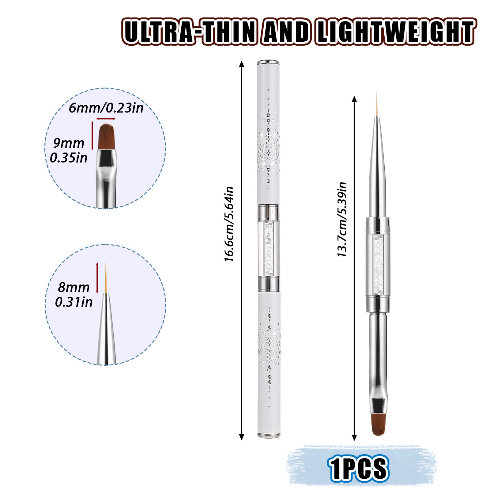 simarro cepillos de doble punta para uñas de gel, cepillo de uñas 2 en 1, cepillo de gel para uñas, cepillo de uñas, cepillo de gel fineliner, cepillo y espátula (blanco)