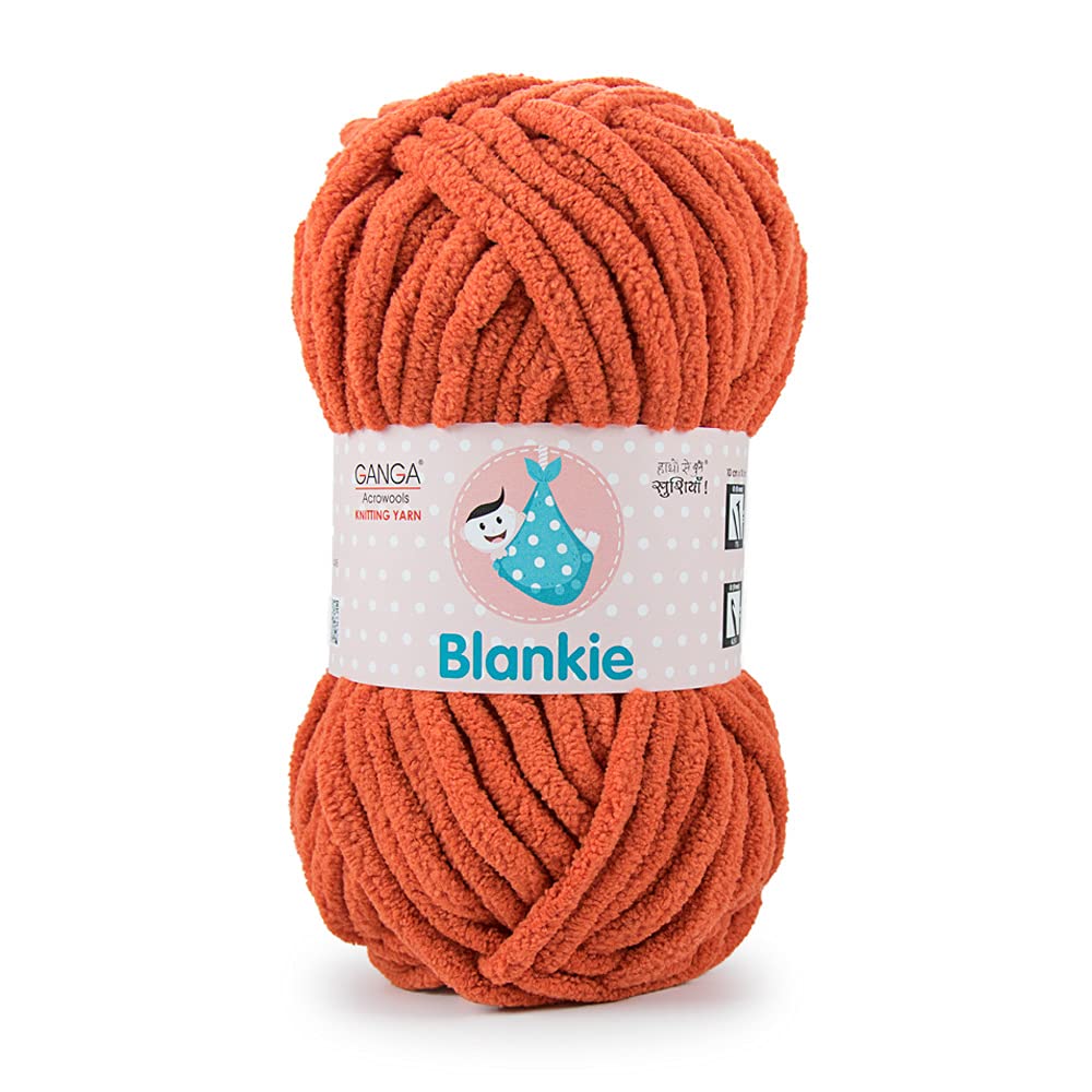 Ganga Acrowools Polyester Blankie Is A Super Soft Chenille Yarn. Oekotex Class 1 Certified. Safe For Babies. Pack Of 2 Balls - 100Gm Each. Shade No - Blk029, Orange (B09BFWTRNJ) Amazon Price History, Amazon Price Tracker