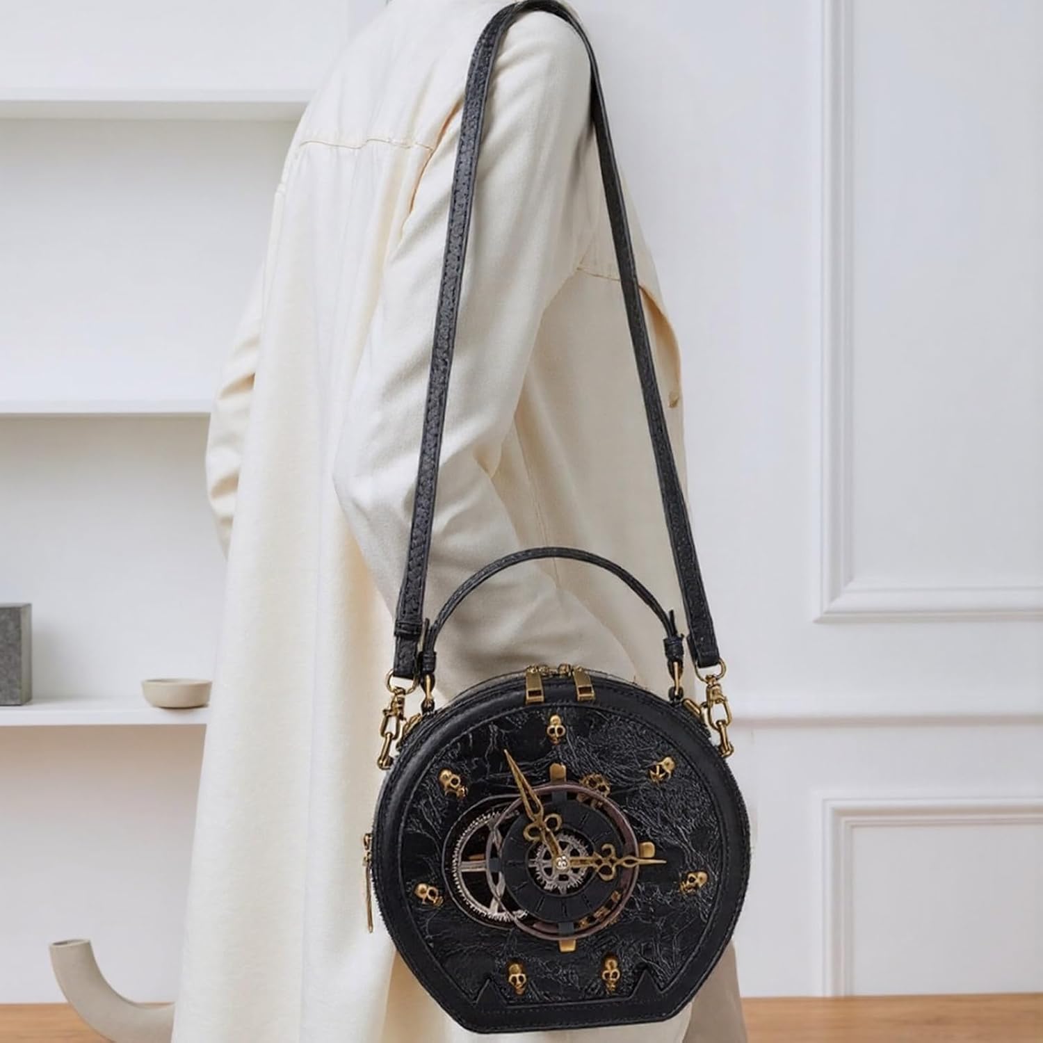 Women Shoulder Bag Trendy Handbag Retro Clock Bag Punk Messengers Stylish Crossbody For Daily Women Clock Gothic Handbag Stea