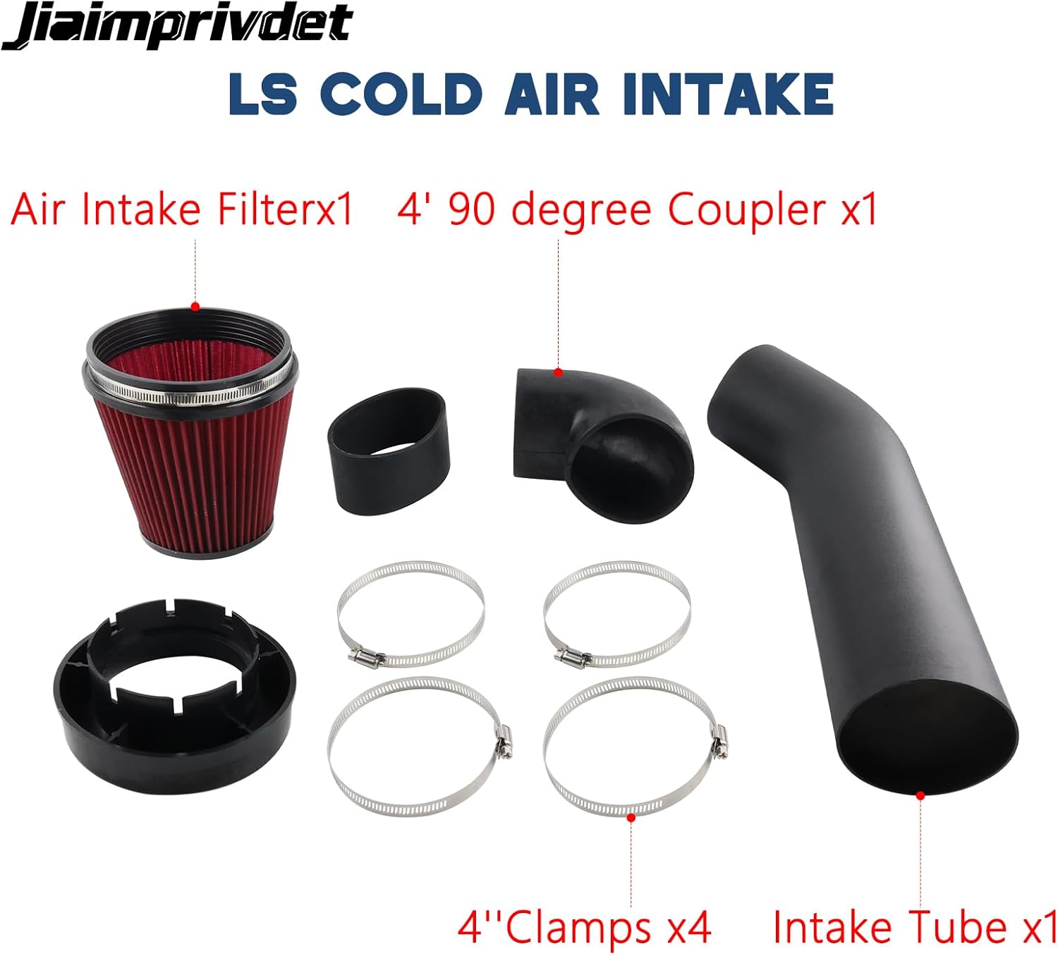 LS Swap Cold Air Intake Kit Compatible with LSX LS1 LS2 4.8L 5.3L 5.7L 6.0L LS Swap Cold Air Intake System