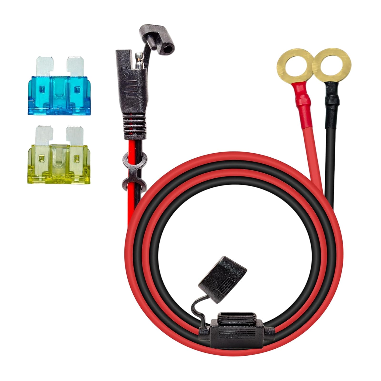 CUNZJIA 10AWG Rings Terminals Quick Separate Cable with Fuses Connection Suitable for Motorcycle Car Solar Panel